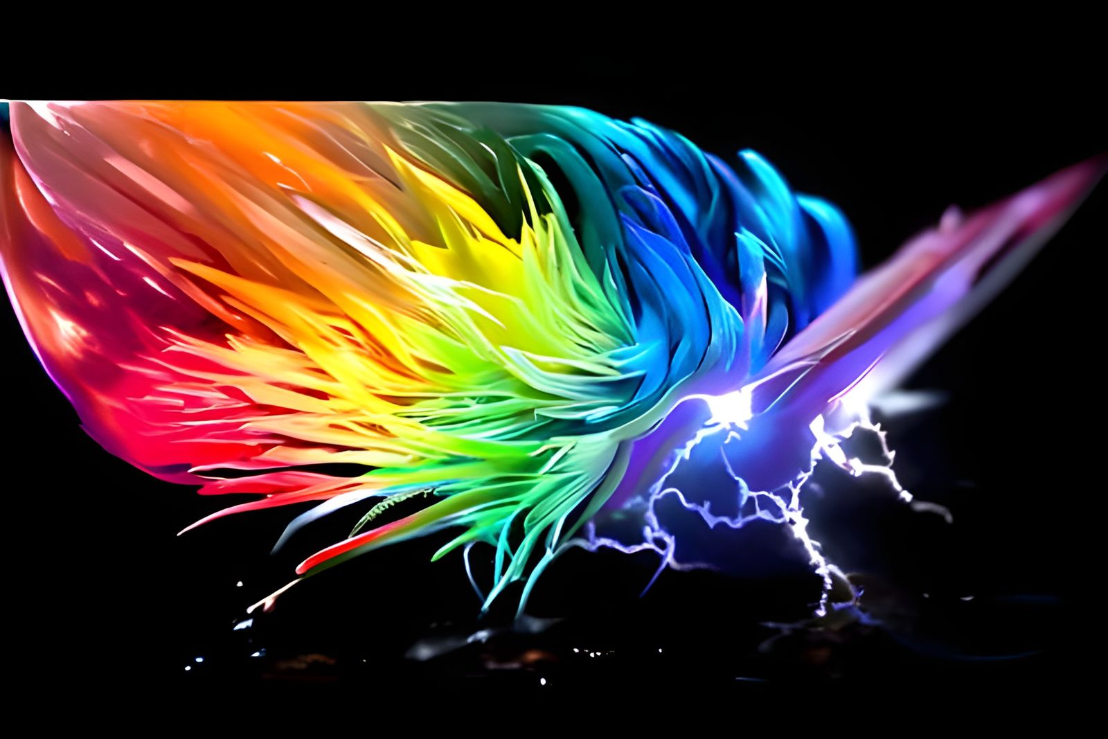 Rainbow Lightning Hybrid in Hyperrealistic Digital Art