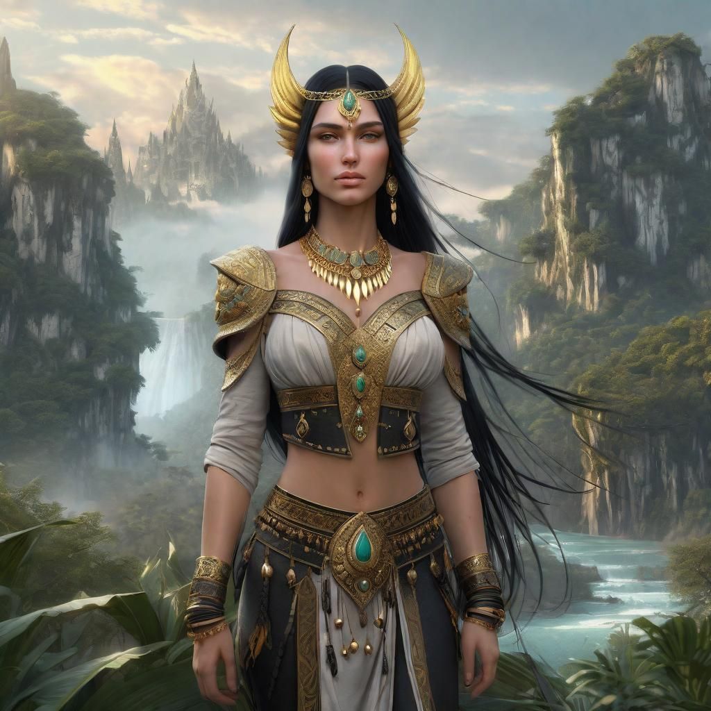Beautiful Amazon Woman Portrait in Detailed Matte Painting
