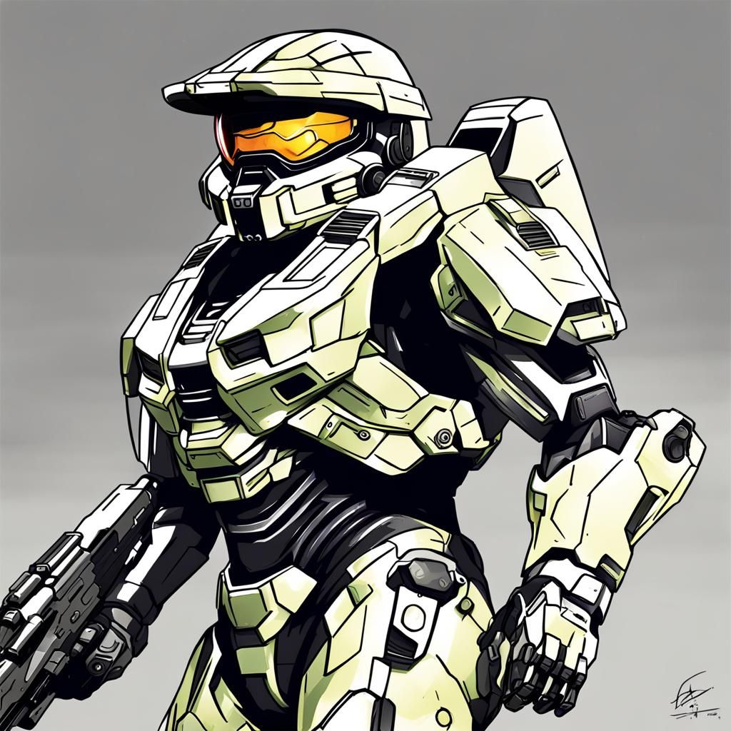 Master Chief in Anime Key Visual Style