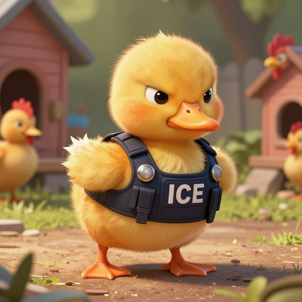 Angry Duckling in Police Vest, Comic Book Art