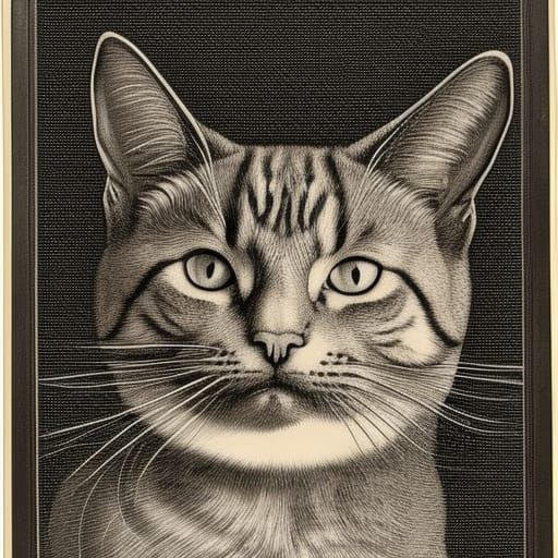 Detailed Cat Drawing in Dürer Style