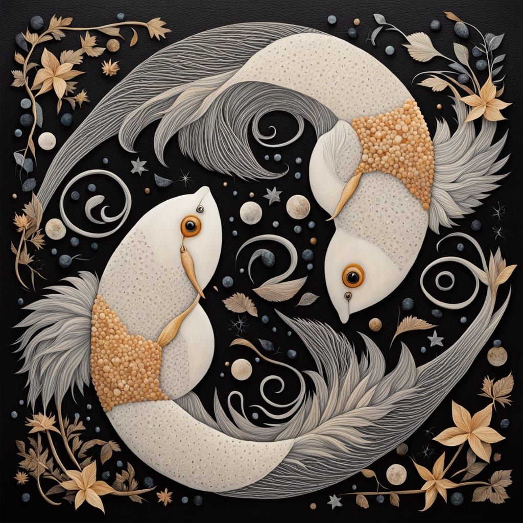Pisces Zodiac Sign: Swirling Water Yin Yang Fish in Astrolog...