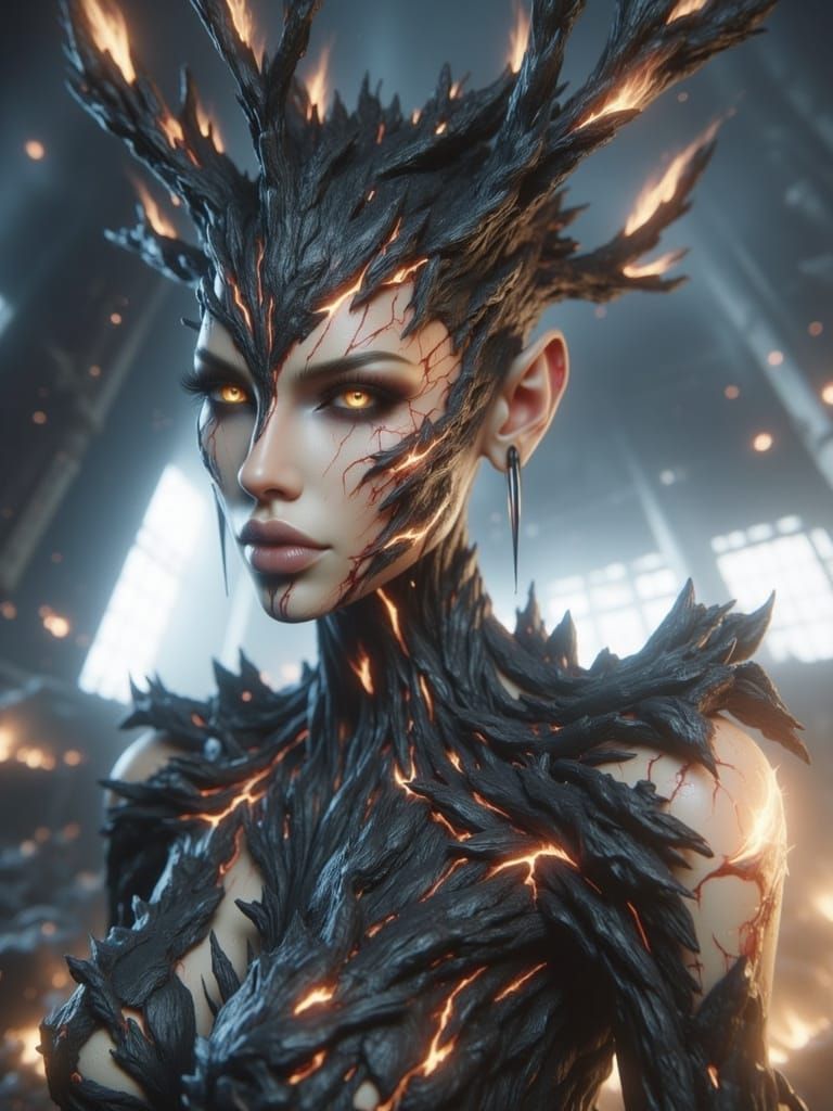 Charred Bark Elemental in Smoldering Forest