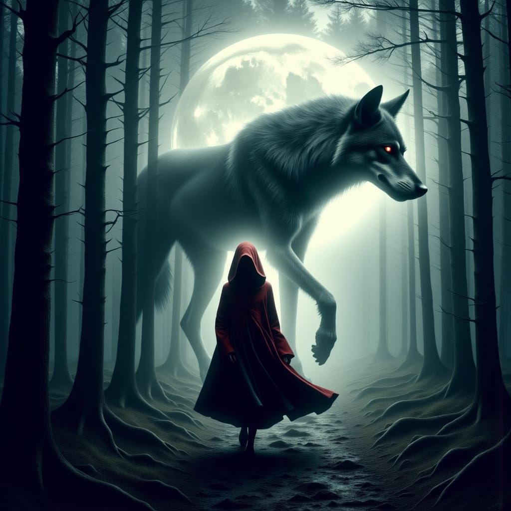 Little Red Riding Hood Walks Alone Through a Haunting Fog-Sh...