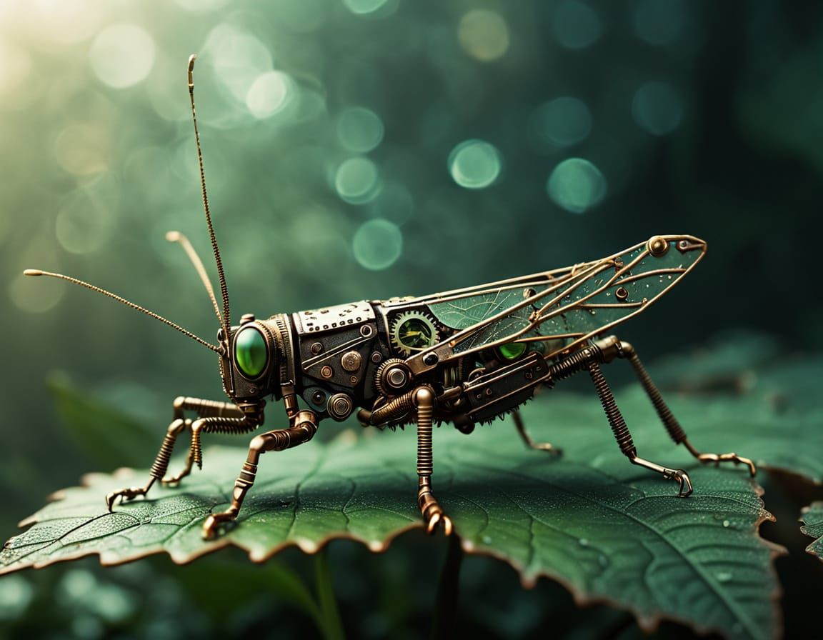 Steampunk Grasshopper with Vintage Watch Parts