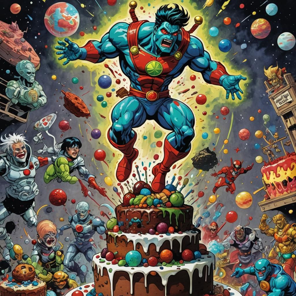 Captain Planet Birthday: Gothic Ukiyo-e Action Painting