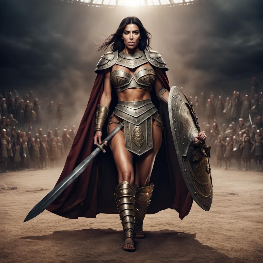 Roman Gladiator in Arena: Epic Digital Matte Painting