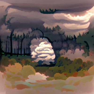 Ominous Cloud Approaches Peaceful Forest
