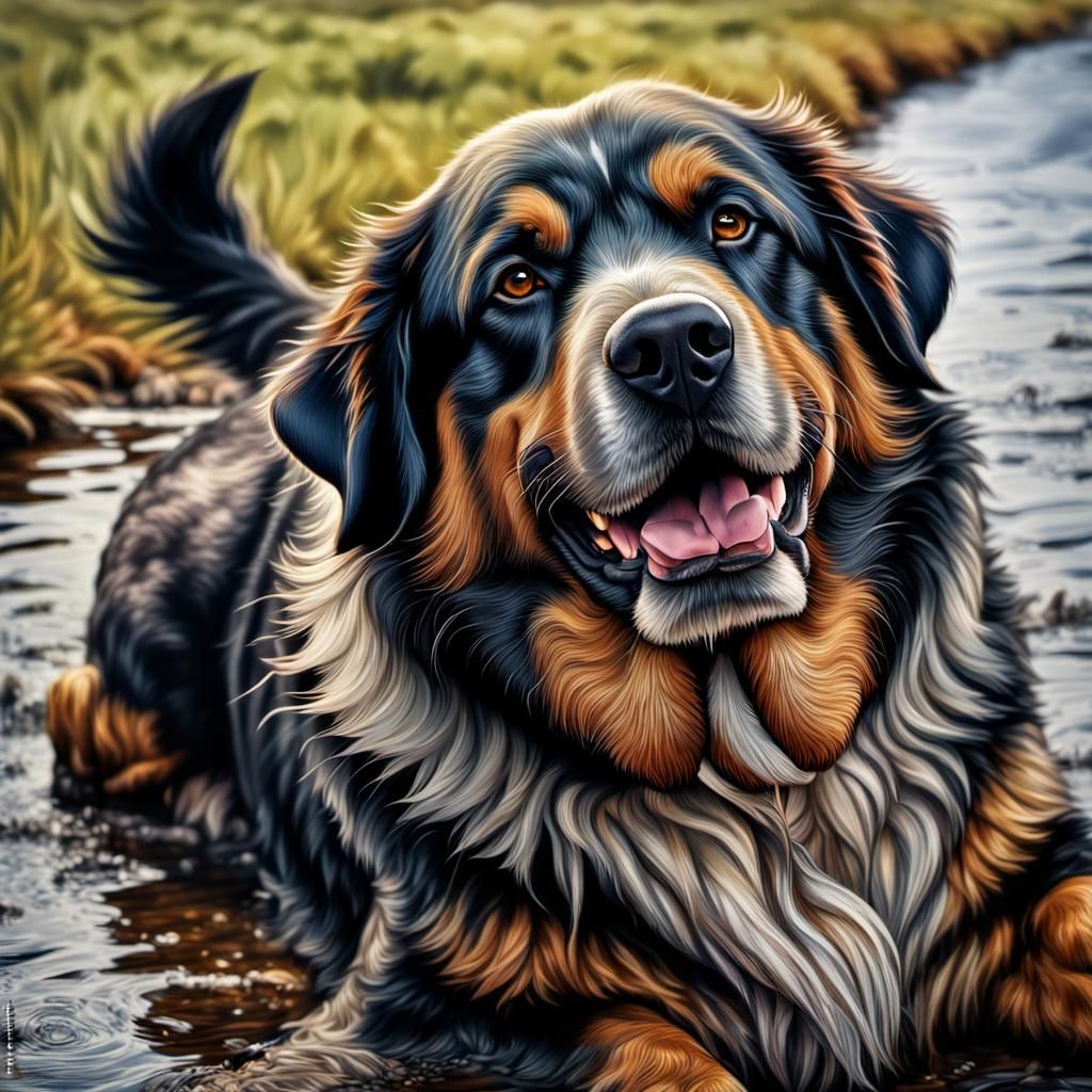 Happy Big Dog in Hyperrealistic Detail