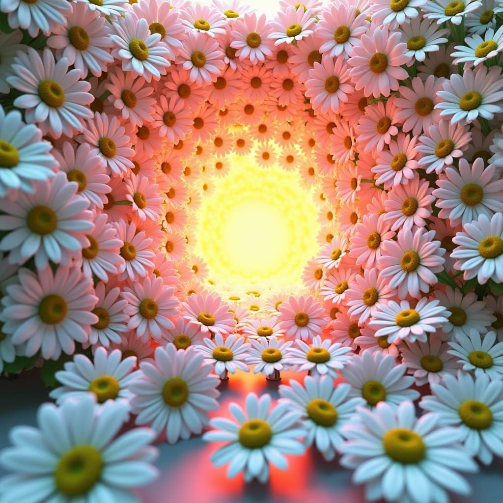 3D Daisies Wall Art in Pixar Style