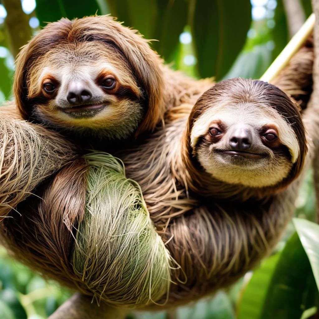 Amusing Sloth Confrontation in Muted Tones