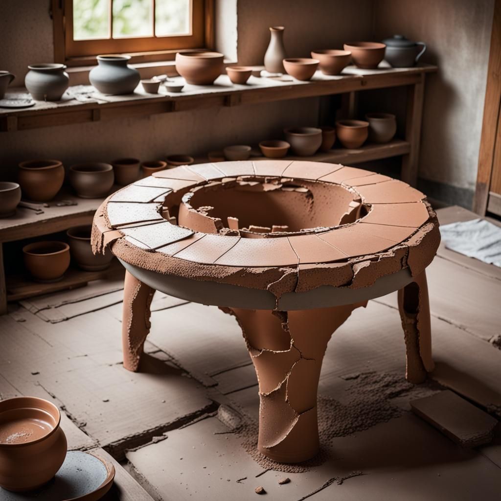 Wabi-Sabi Pottery Table in Cosy Room