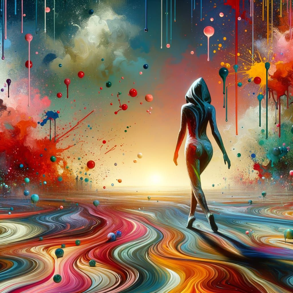 Dancer at the Horizon in Vibrant Graffiti Style