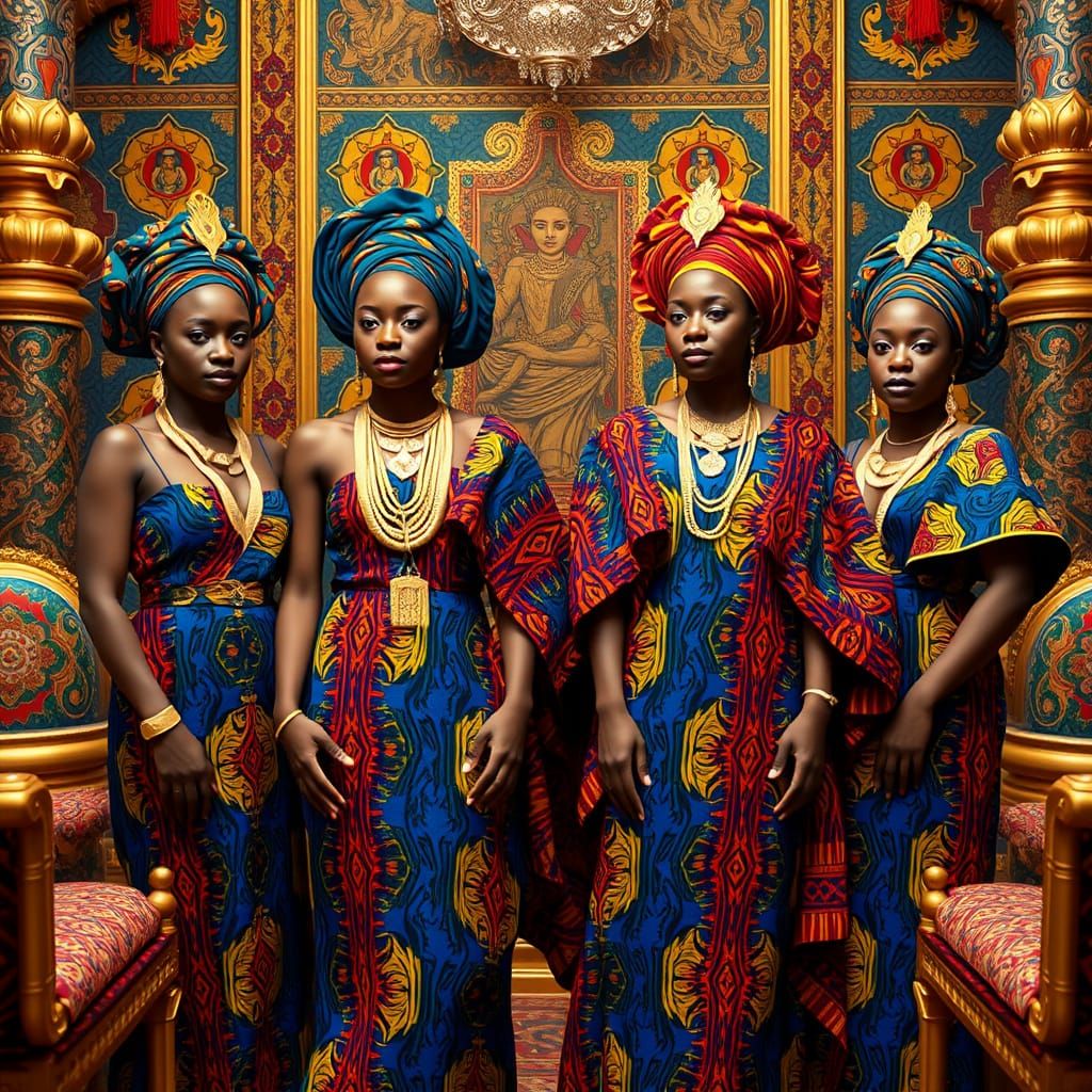 Royal Princesses in Vibrant Ghanaian Court Attire