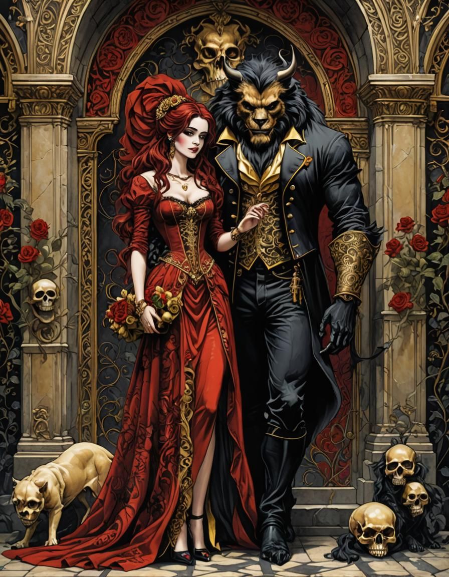 Emo Gothic Belle and Beast Portrait in HDR