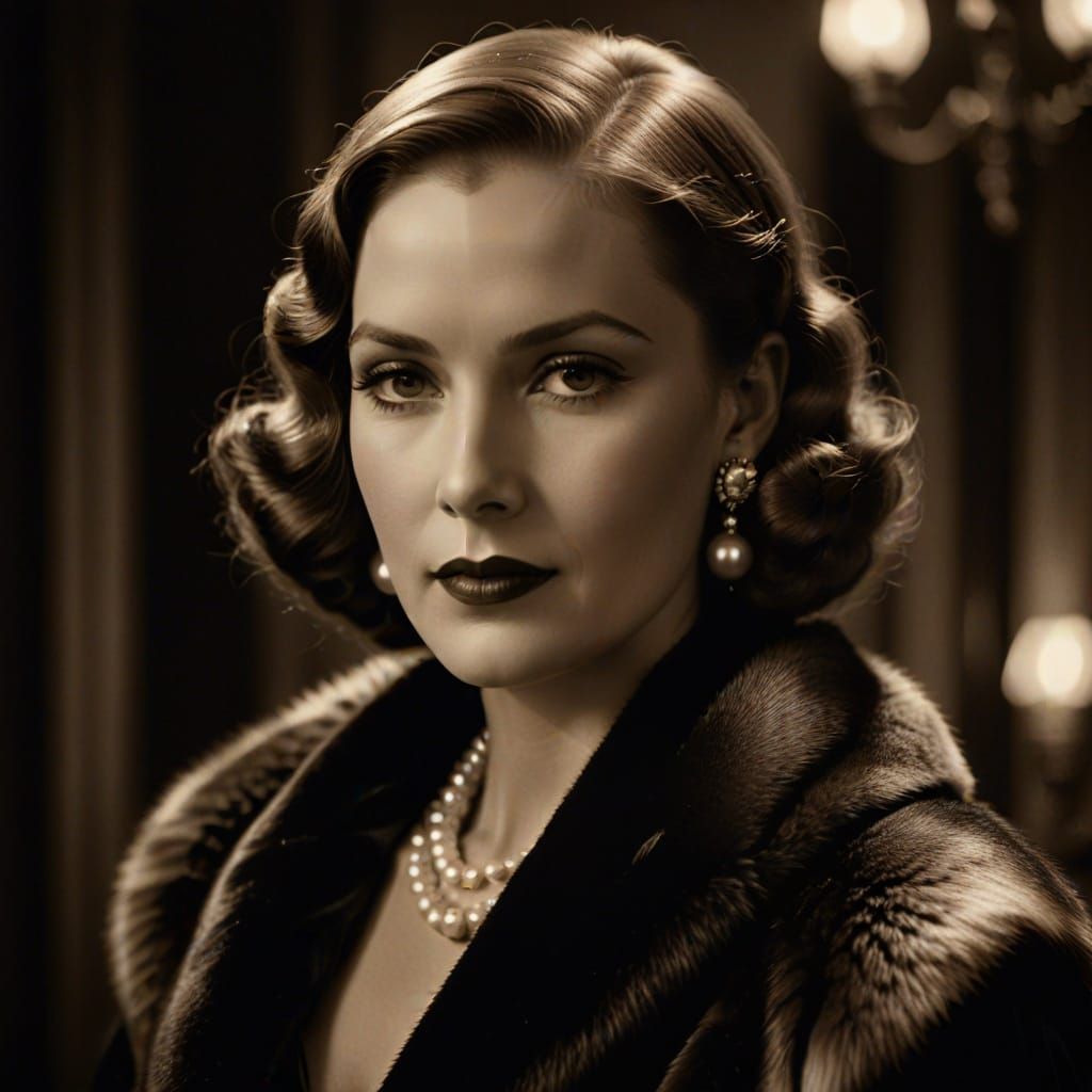 Glamorous 1930s Portrait in Sepia Tone
