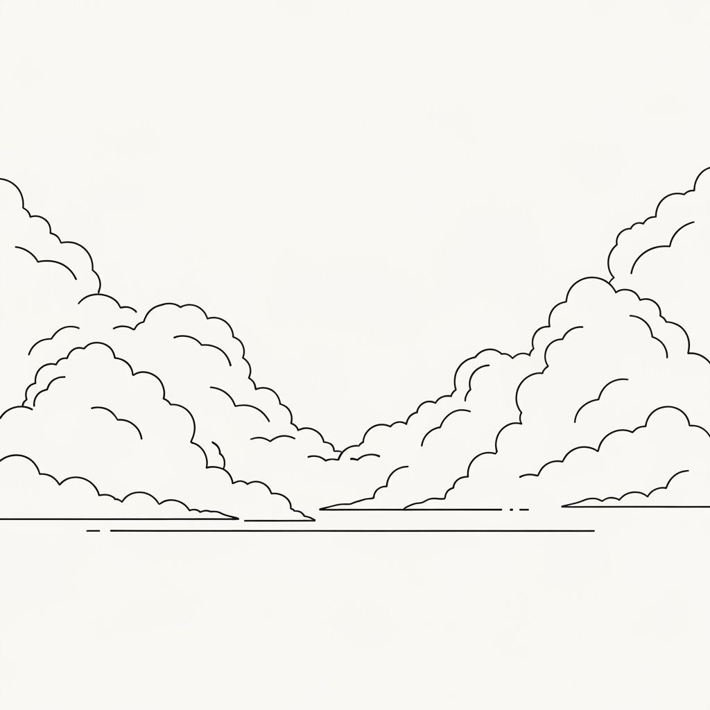 Clouds in Sky With Minimalist Black Outlines