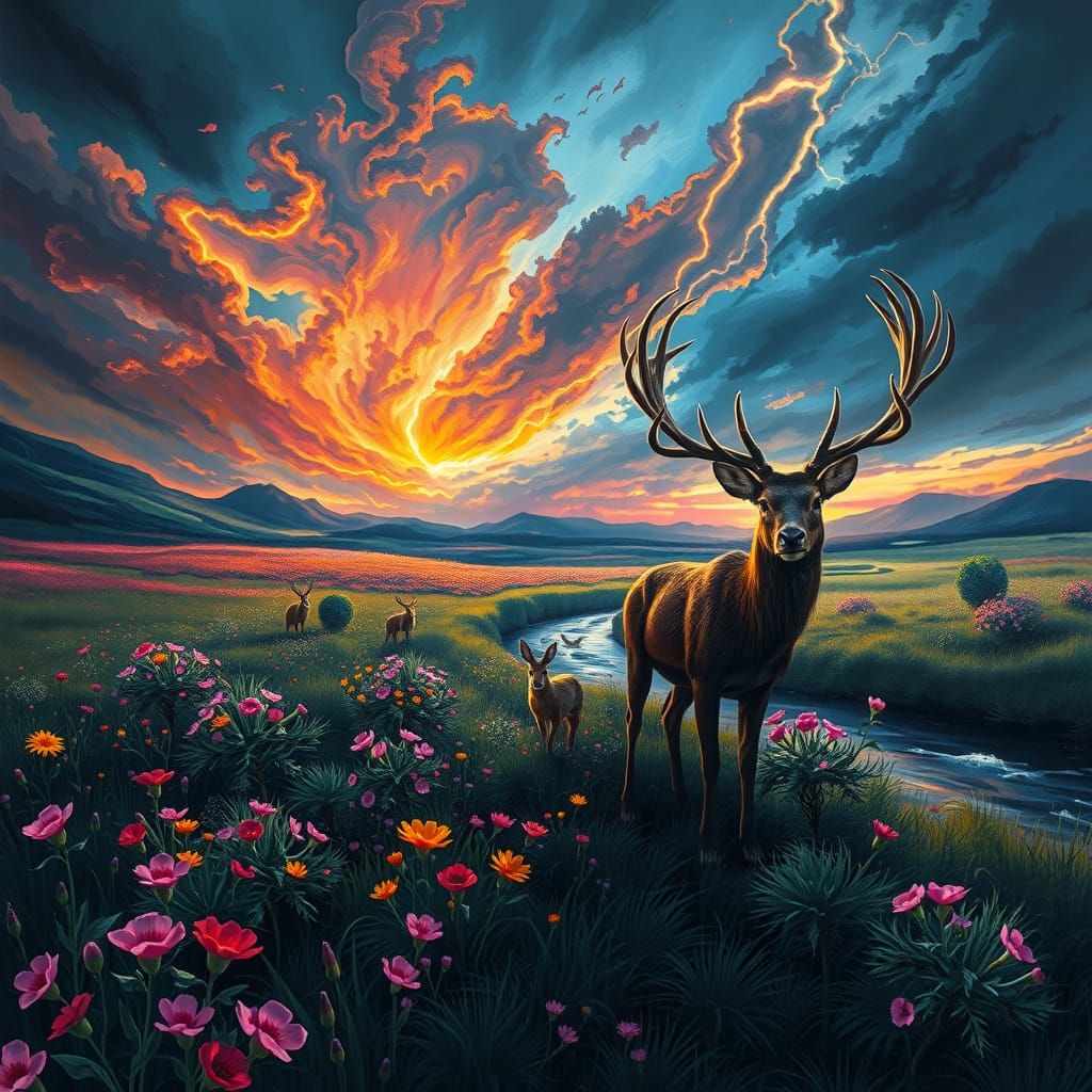 Vibrant Spring Storm in Cyberpunk Aesthetic