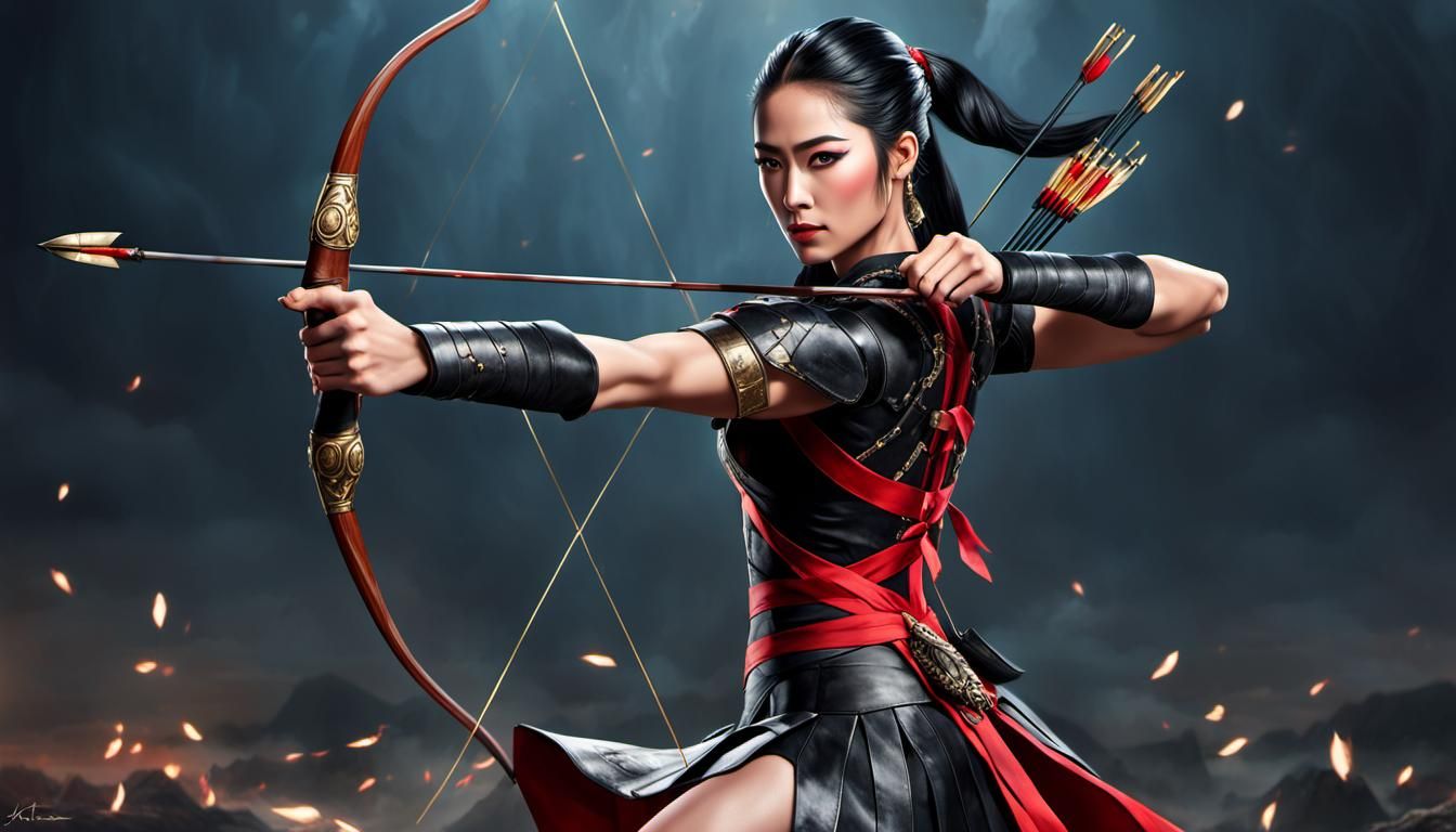 Artemis Practicing Archery in a Detailed Painting