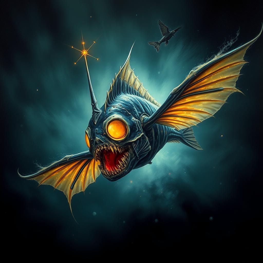 Horrific Winged Skullface Fish of the Abyss
