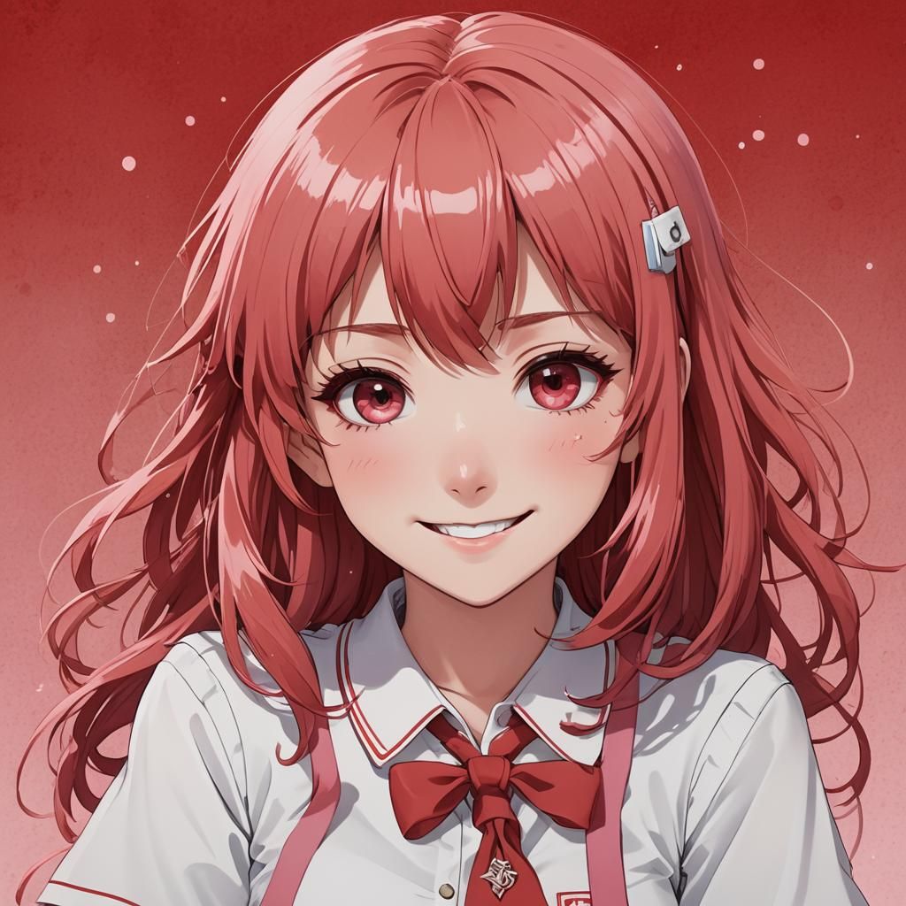 Red-Haired Manga Girl in Kawaii Style