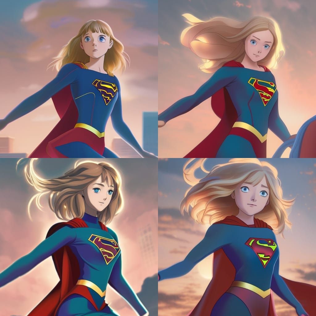 Dakota Fanning as Supergirl in Anime Style