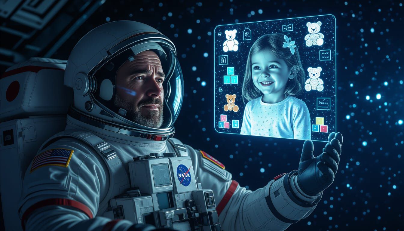 Astronaut's Deep Space Daughter: A Photorealistic Render