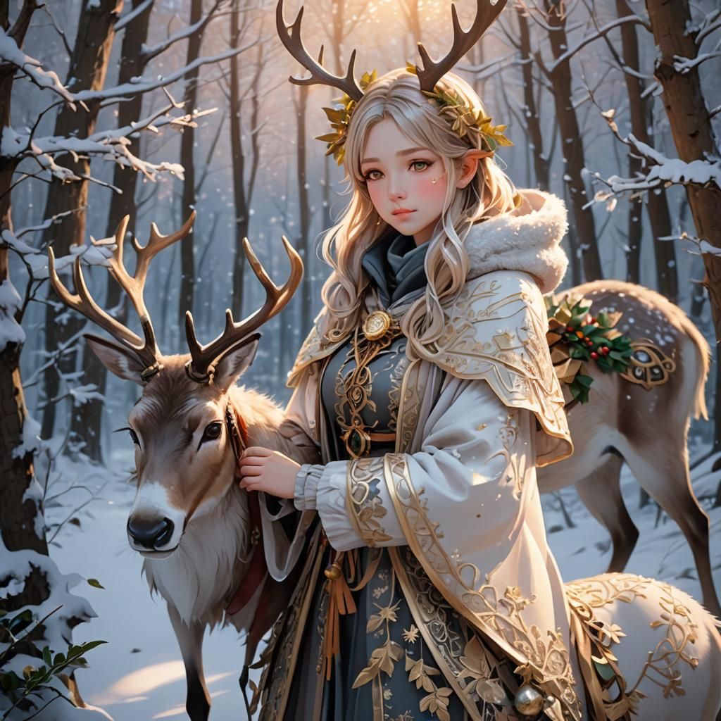 Glindel Holly, Gentle Reindeer Guardian in Soft Winter Wonde...