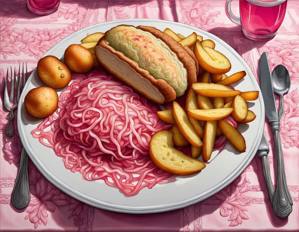 German Food Still Life in Tonalist Style