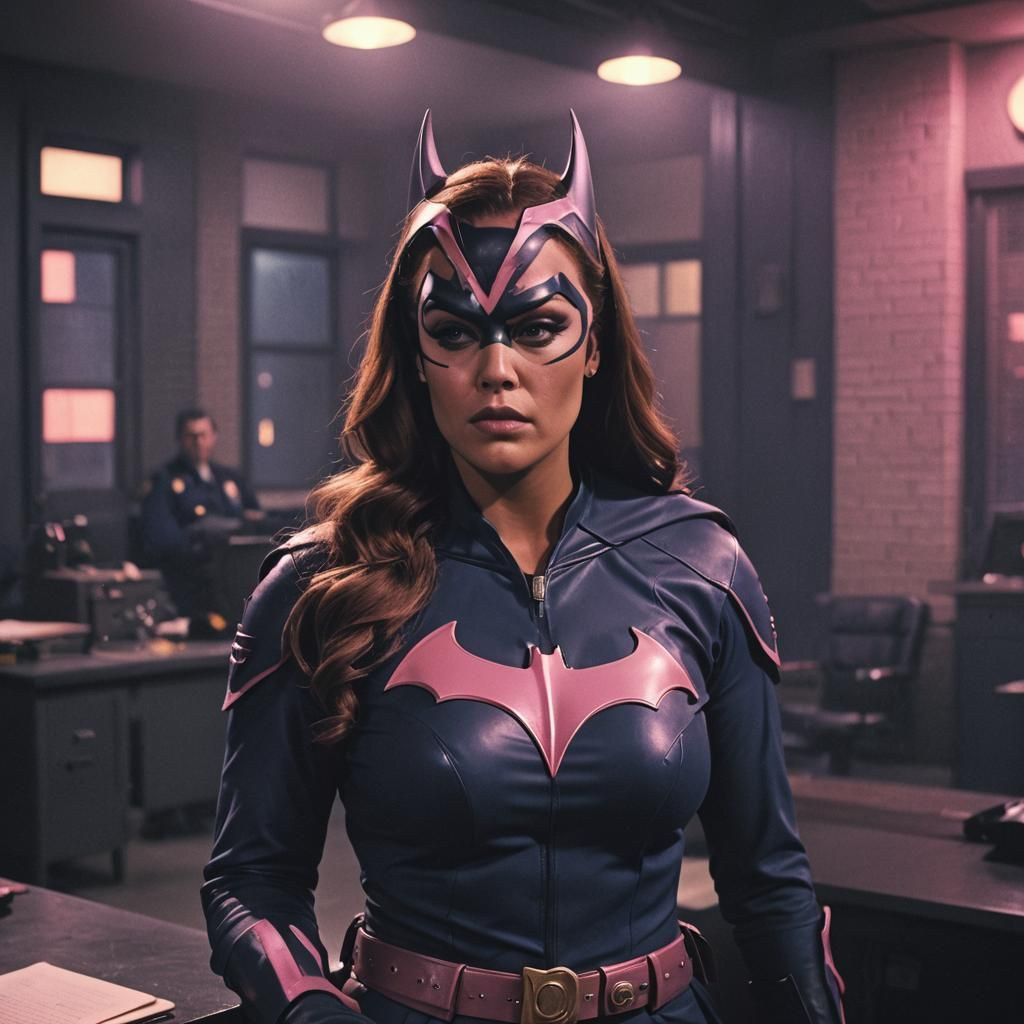 Batgirl in Gotham Police Station, Film Noir Style