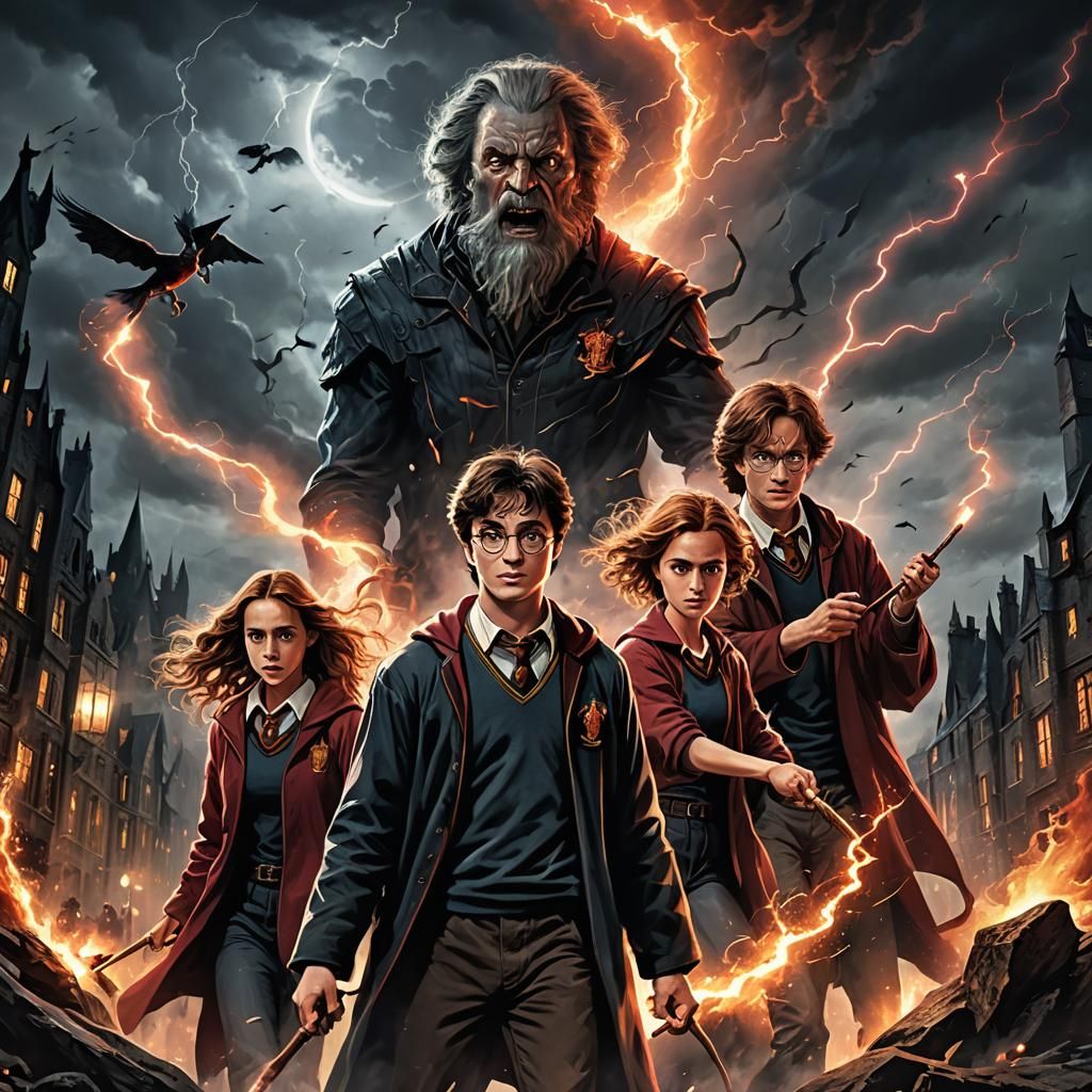 Harry Potter and Friends in Dark Fantasy Art