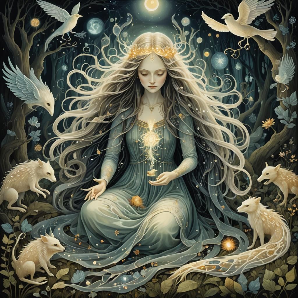 Glowing Bio Art Collage of Mythological Creatures