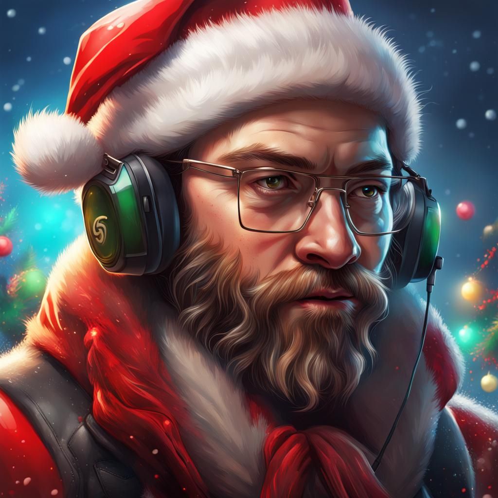 Hyperrealistic Christmas Gamer in Splash Art Style