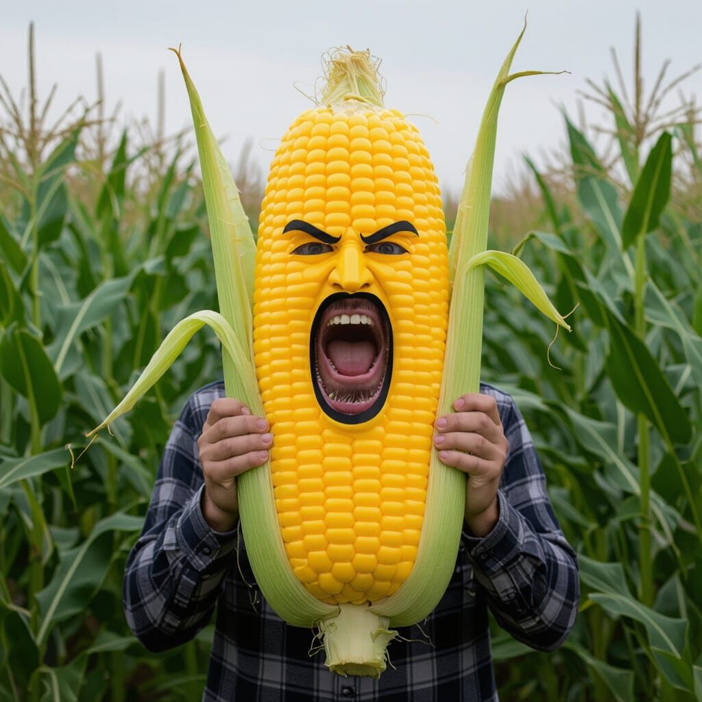 Screaming Corn Character Illustration