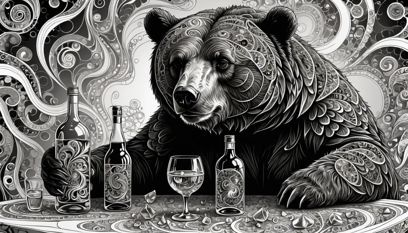 Drunk Bear Drinking Vodka: Abstract Vector Art