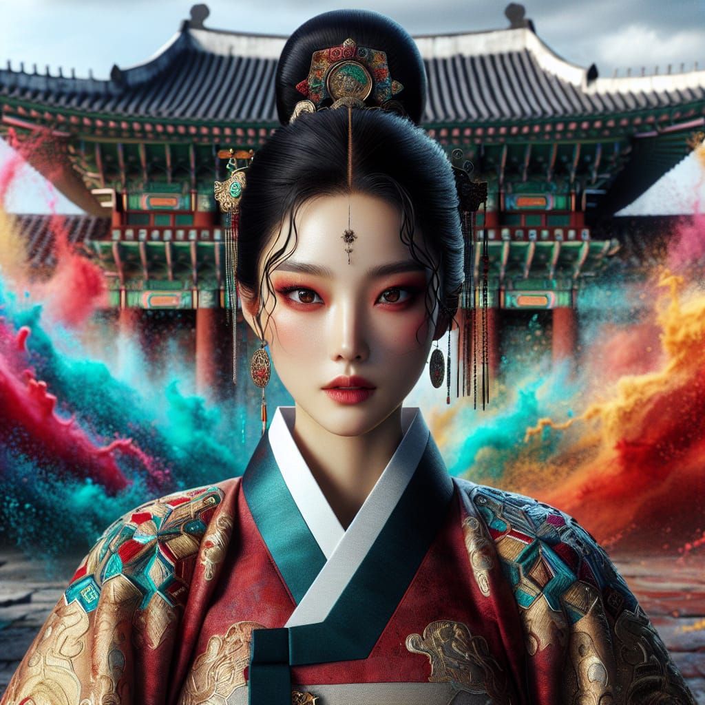 Regal Gameunjang Goddess of Fate in Joseon Hanbok on Jeju Is...