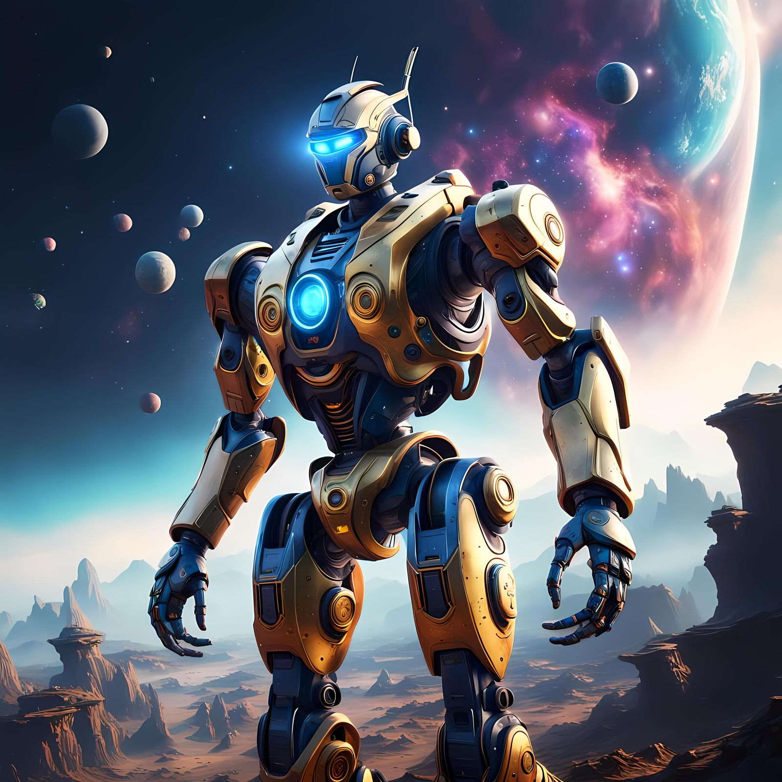 Colorful Infinity Robot: Detailed Fantasy Concept Art