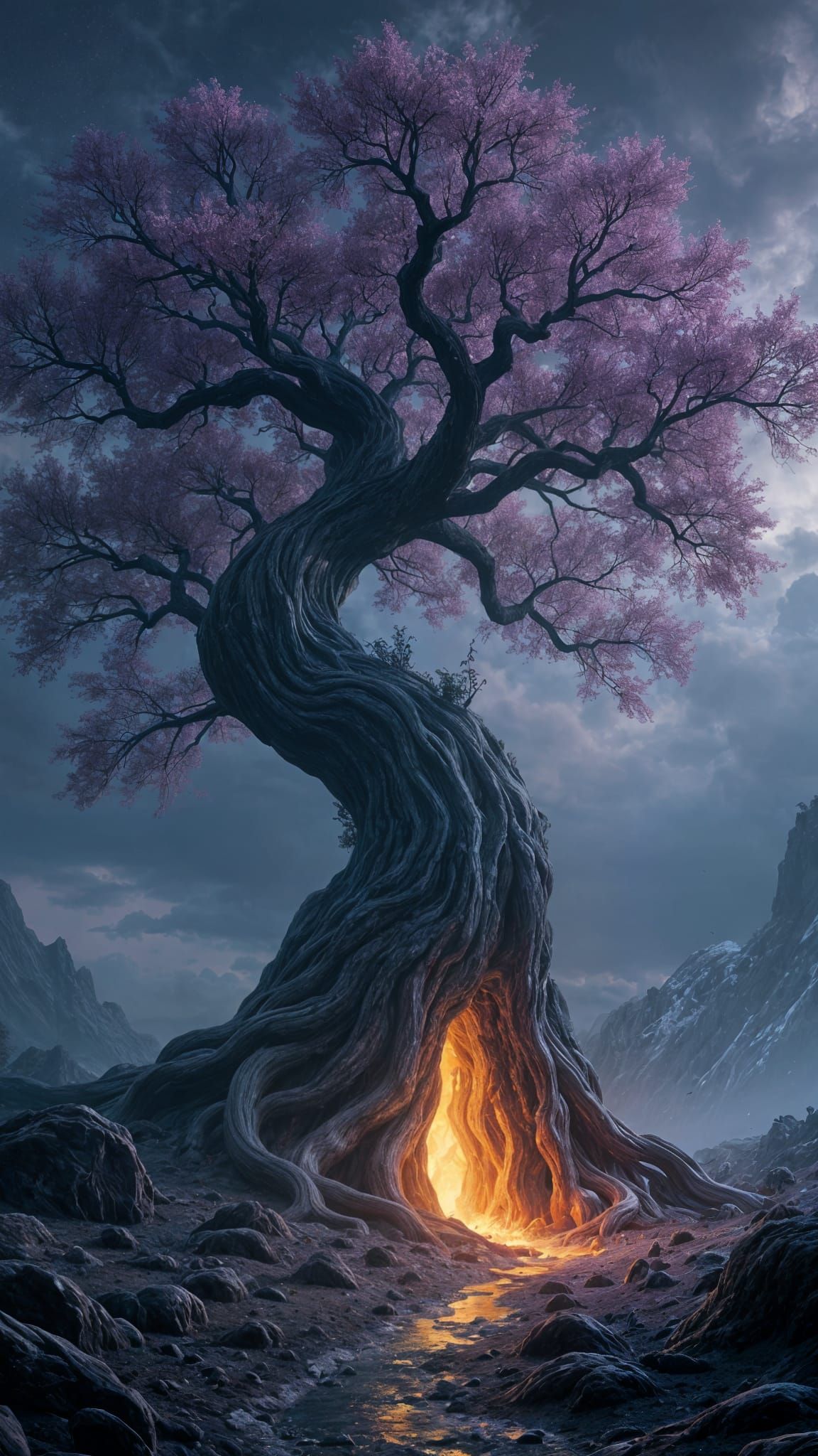 Dark Fantasy Trees with Volumetric Lighting