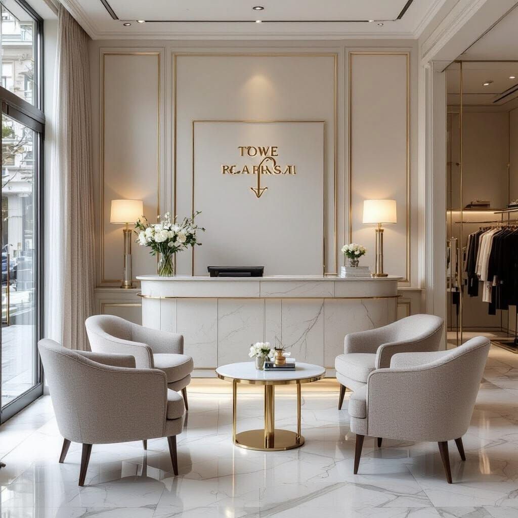 Chic Fashion Boutique Interior with Elegant Reception