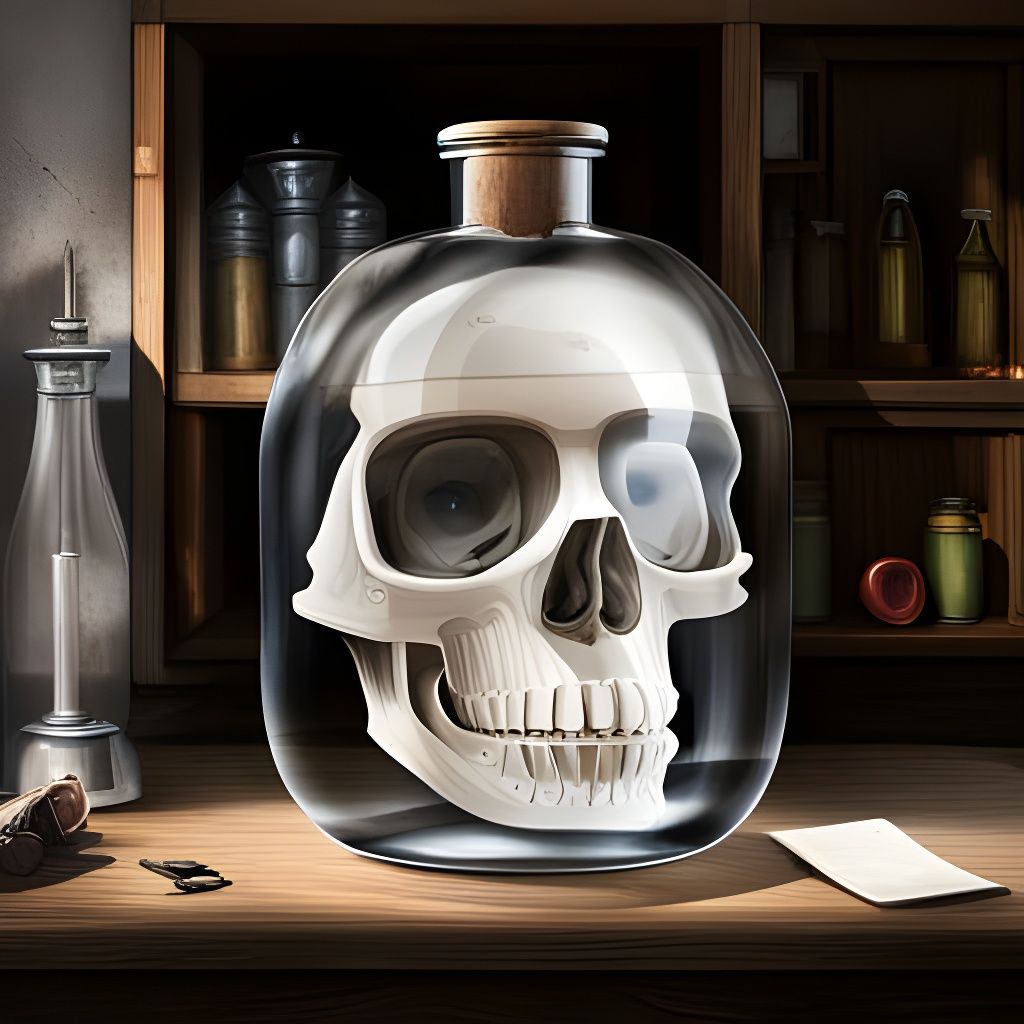 Crystal Skull in Alchemist Bottle
