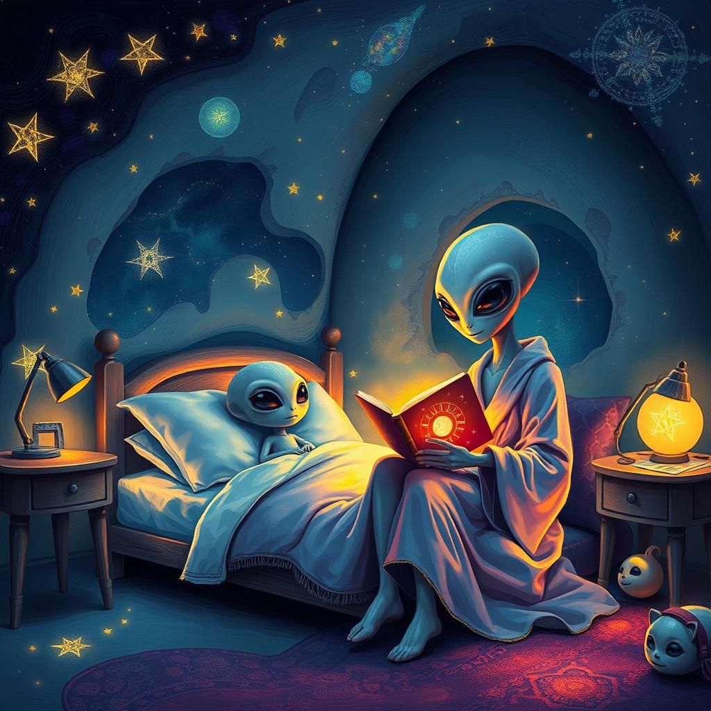 Cosmic Alien Bedroom: A Sci-Fi Digital Painting