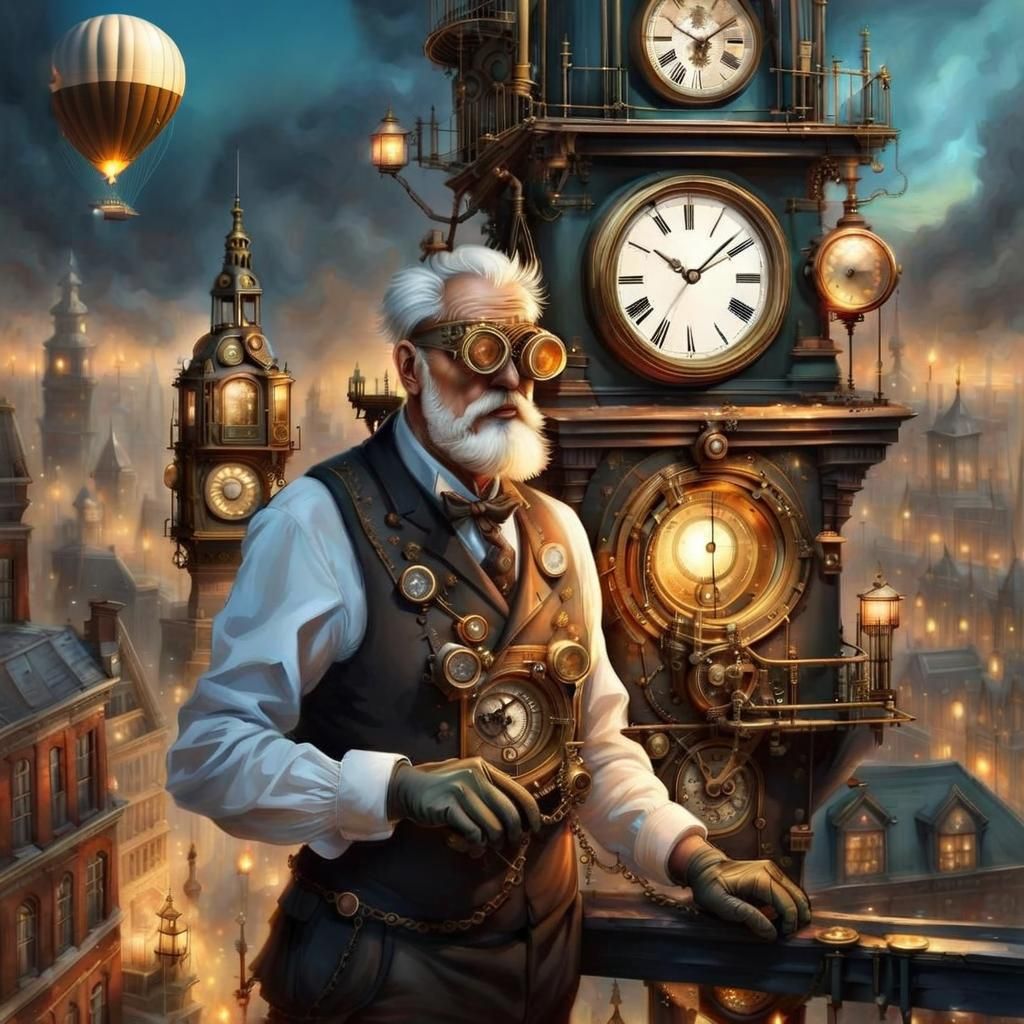 Steampunk Zeppelin in Flight