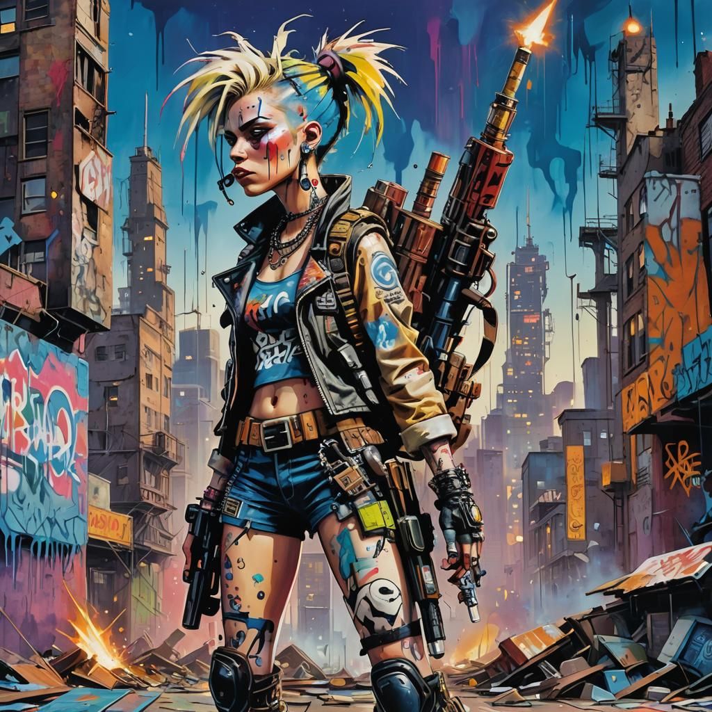 Tank Girl: Punk Warrior in Graffiti Art Style