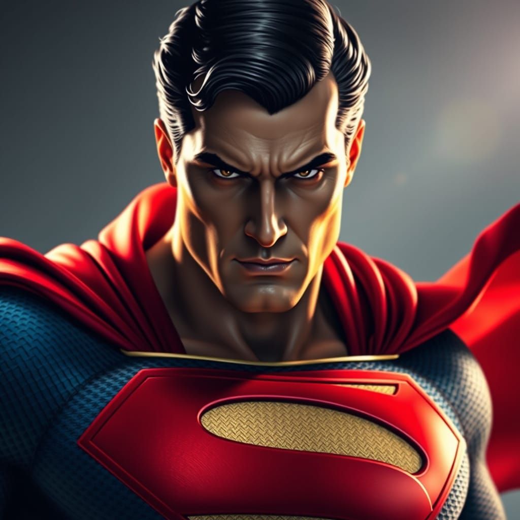 Superman's Iconic Heroic Form in Hyper-Realistic Detail