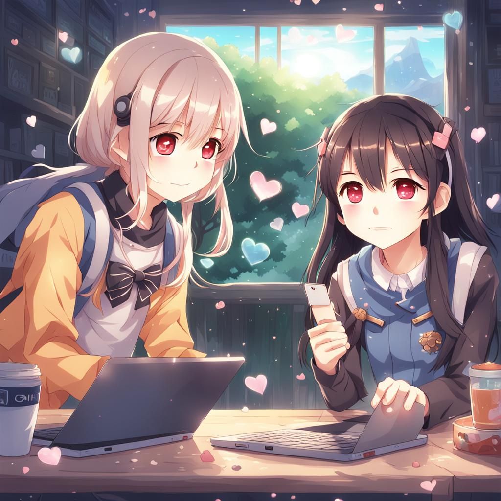 Anime Girls' Online Game Romance: Key Visual Art