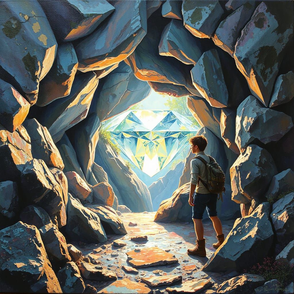 Nathan Drake Discovers Diamond Cave: Neo-Impressionism