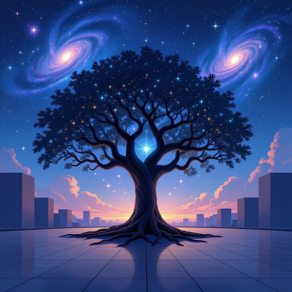 Cosmic Tree in Stark Urban Plaza