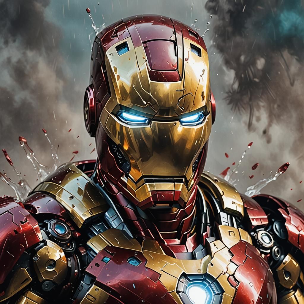 Hyperrealistic Ironman Portrait in Splash Art Style