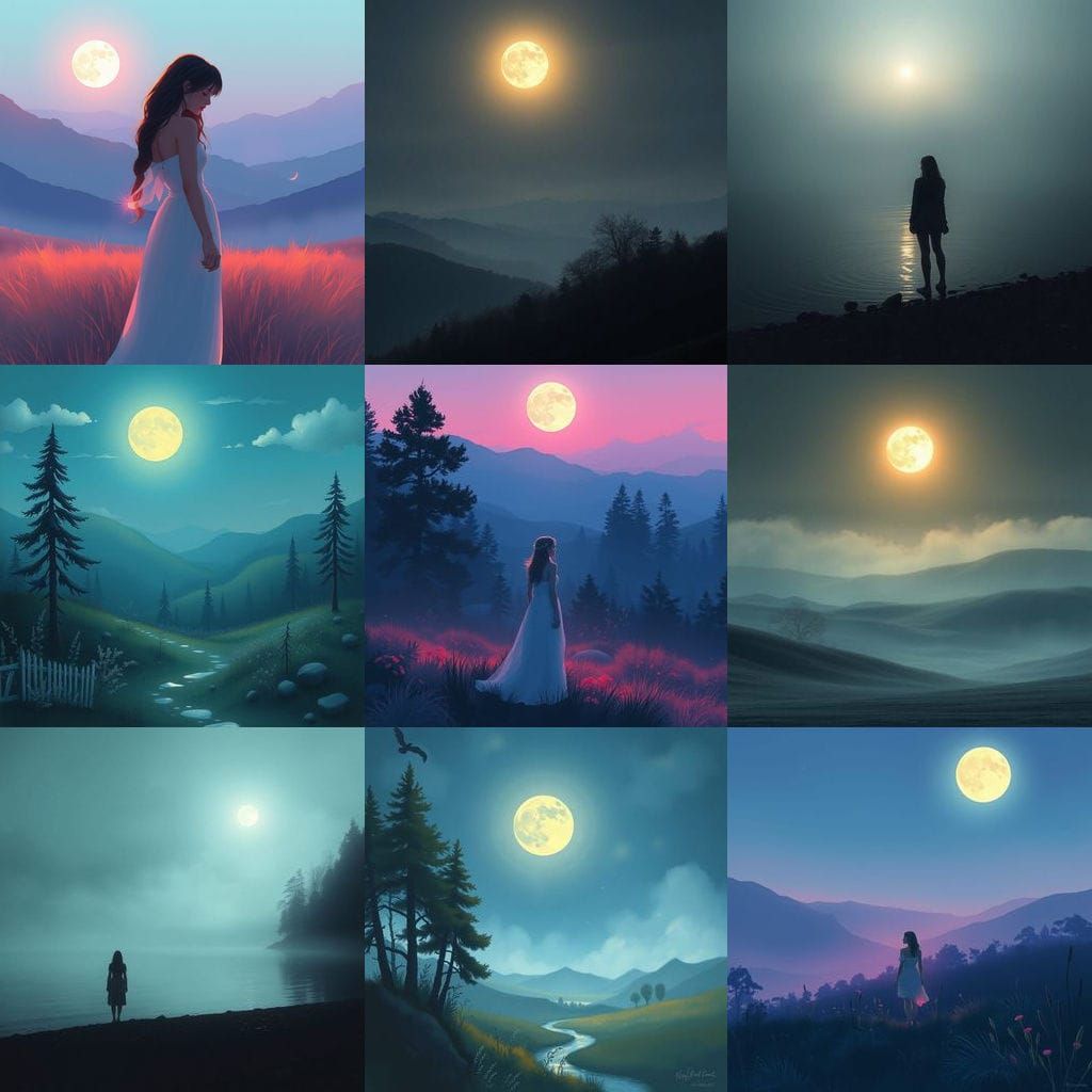 Ethereal Scene Bathed in Soft Moonlight