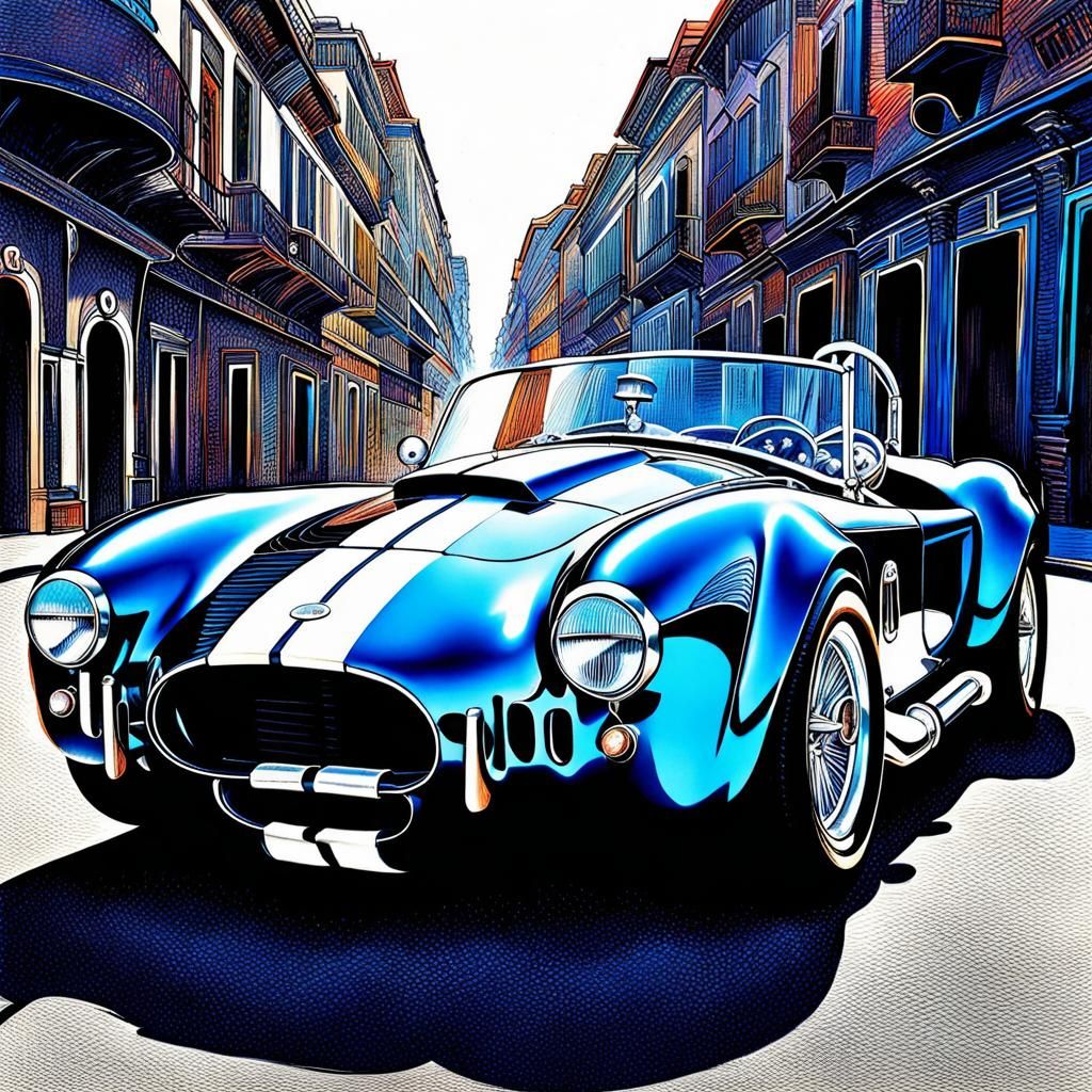 Futuristic AC Cobra in Sci-Fi Impasto Style